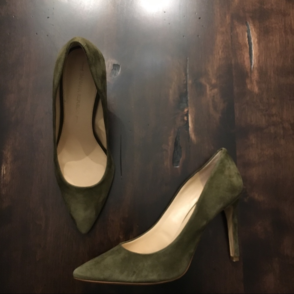 Olive Green Suede Heels